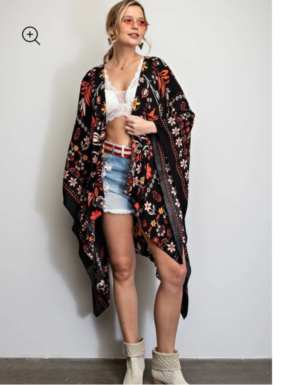 Easel Scarlet Floral Kimono NWT